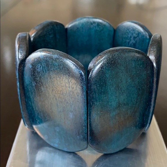 One of a Kind Craft Show Jewelry - Green wooden bracelet